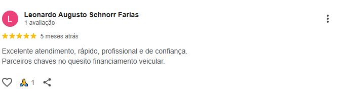 Avaliação de Leonardo Augusto Schnorr Farias no Google Meu Negócio